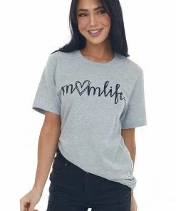 Blume+Co Heather Grey 'Mom Life' Heart Graphic Tee Tops