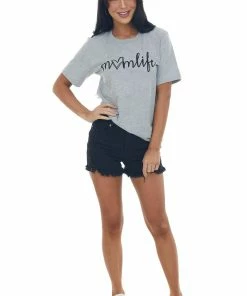 Blume+Co Heather Grey 'Mom Life' Heart Graphic Tee Tops