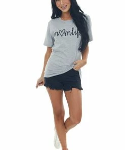 Blume+Co Heather Grey 'Mom Life' Heart Graphic Tee Tops