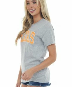 Blume+Co Heather Grey 'Texas' Graphic Tee Shirt Tops
