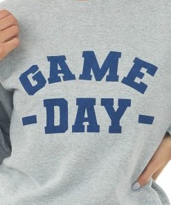Blume+Co Heather Grey And Navy 'Game Day' Sweatshirt