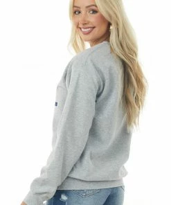 Blume+Co Heather Grey And Navy 'Game Day' Sweatshirt
