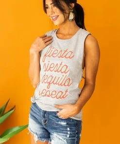 Blume+Co Heather Grey 'Fiesta Siesta Tequila' Tank Top