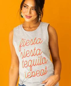 Blume+Co Heather Grey 'Fiesta Siesta Tequila' Tank Top