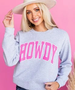 Rosemead Heather Grey 'Howdy' Graphic Sweatshirt Tops