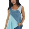 Haptics Heathered Sky Blue Colorblock Knit Tank Top
