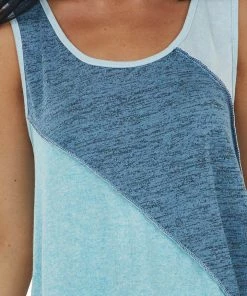 Haptics Heathered Sky Blue Colorblock Knit Tank Top