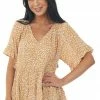 Lush Clothing Honey Spotted Ruffle Tiered Short Sleeve Top