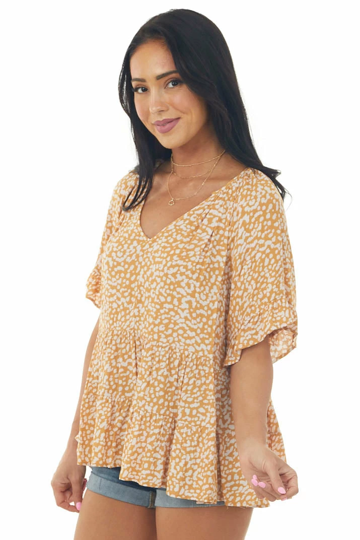 Lush Clothing Honey Spotted Ruffle Tiered Short Sleeve Top 6 Lush Clothing Honey Spotted Ruffle Tiered Short Sleeve Top