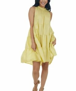 Peach Love Honeysuckle Babydoll Tiered Woven Mini Dress Dresses