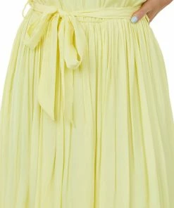 She + Sky Dresses Honeysuckle V Neck Pleated Woven Midi Dress