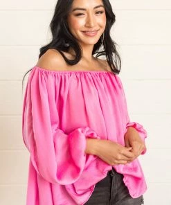 L Love Hot Pink Off The Shoulder Peasant Blouse Tops
