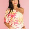Flying Tomato Hot Pink Tropical Print One Shoulder Blouse