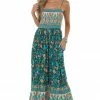 Cotton Bleu Hunter Green Floral Print Smocked Maxi Dress Dresses 1 Cotton Bleu Hunter Green Floral Print Smocked Maxi Dress Dresses