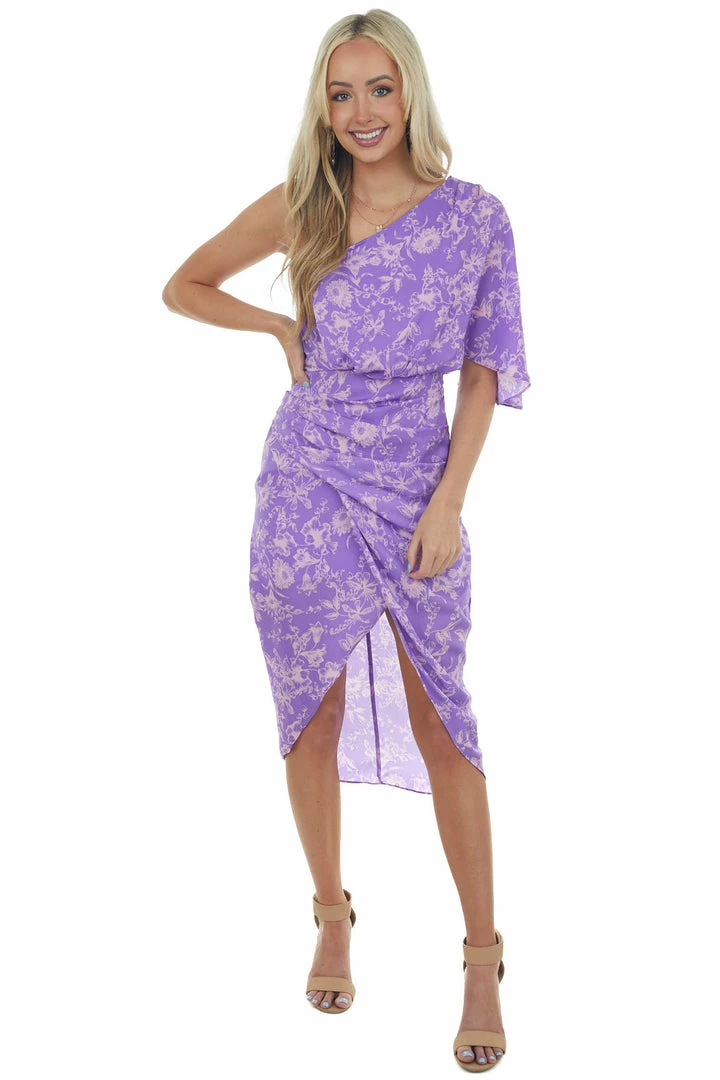 Do + Be Iris Floral One Shoulder Faux Wrap Midi Dress Dresses 3 Do + Be Iris Floral One Shoulder Faux Wrap Midi Dress Dresses