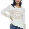BiBi Ivory Colorblock Long Sleeve Knit Top