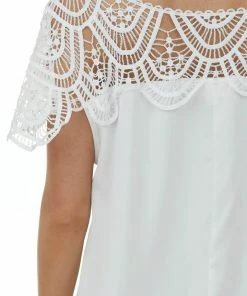 BiBi Dresses Ivory Crochet Lace Yoke Woven Shift Dress 13 BiBi Dresses Ivory Crochet Lace Yoke Woven Shift Dress