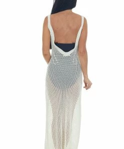 Ces Femme Dresses Ivory Crochet Maxi Dress With Deep Side Slits 12 Ces Femme Dresses Ivory Crochet Maxi Dress With Deep Side Slits
