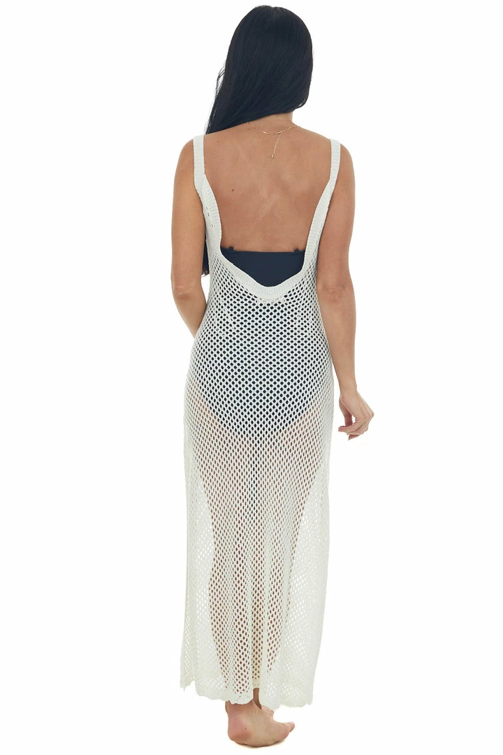 Ces Femme Dresses Ivory Crochet Maxi Dress With Deep Side Slits 7 Ces Femme Dresses Ivory Crochet Maxi Dress With Deep Side Slits