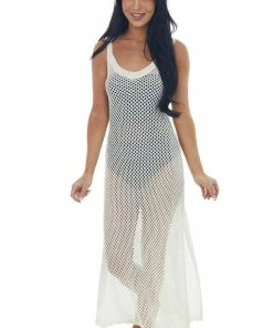 Ces Femme Dresses Ivory Crochet Maxi Dress With Deep Side Slits 10 Ces Femme Dresses Ivory Crochet Maxi Dress With Deep Side Slits
