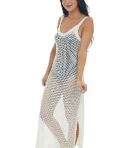 Ces Femme Dresses Ivory Crochet Maxi Dress With Deep Side Slits 11 Ces Femme Dresses Ivory Crochet Maxi Dress With Deep Side Slits