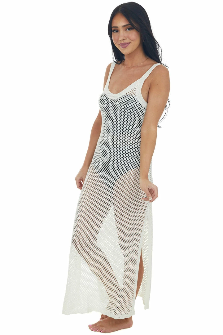 Ces Femme Dresses Ivory Crochet Maxi Dress With Deep Side Slits 6 Ces Femme Dresses Ivory Crochet Maxi Dress With Deep Side Slits