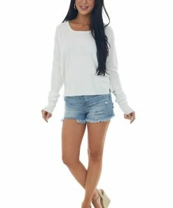 Trend Notes Tops Ivory Drop Shoulder Super Soft Knit Top