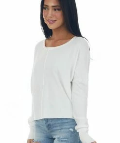 Trend Notes Tops Ivory Drop Shoulder Super Soft Knit Top