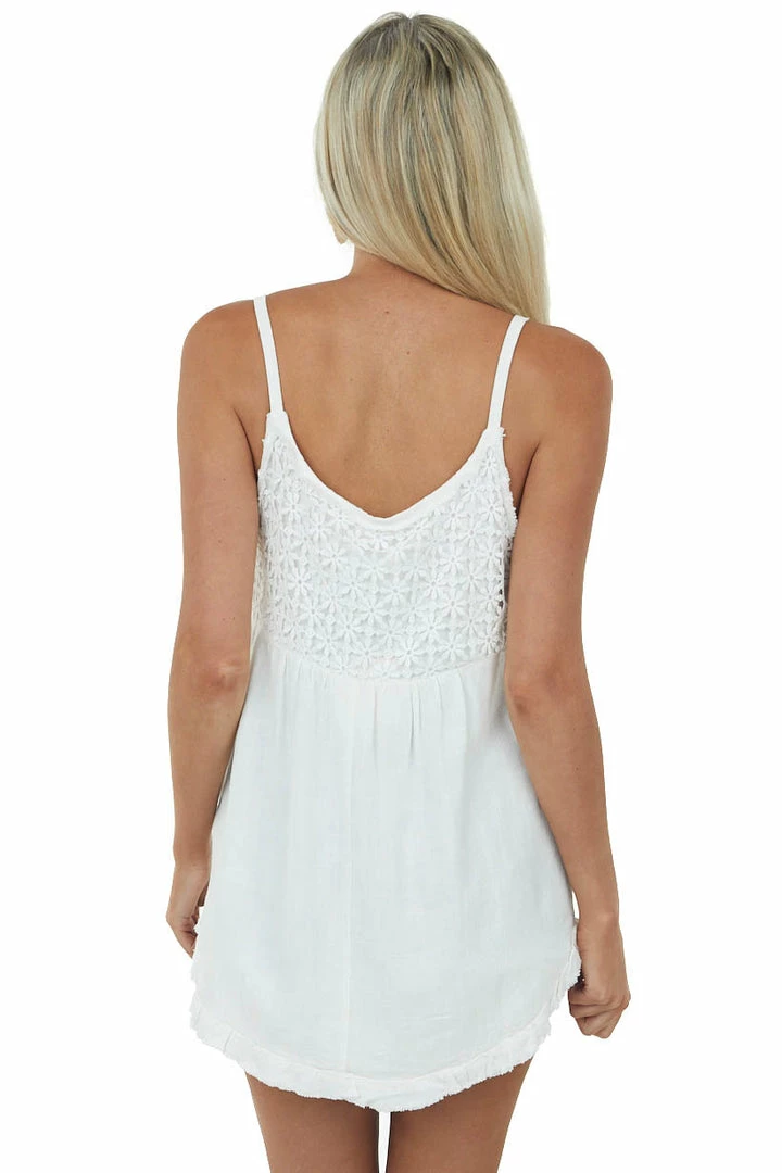 Umgee Ivory Floral Lace Button Detail Babydoll Tank Top Tops 7 Umgee Ivory Floral Lace Button Detail Babydoll Tank Top Tops
