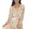 Flying Tomato Dresses Ivory Floral Print Long Sleeve Blouson Dress