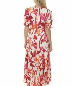 Umgee Dresses Ivory Floral Print Puff Sleeve Wrap Maxi Dress 12 Umgee Dresses Ivory Floral Print Puff Sleeve Wrap Maxi Dress