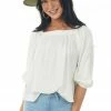 Charlotte Avery Ivory Half Length Bubble Sleeve Blouse With High Low Hemline