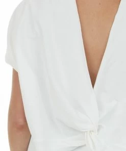 BiBi Tops Ivory Kimono Sleeve Open Back Detail Knit Top