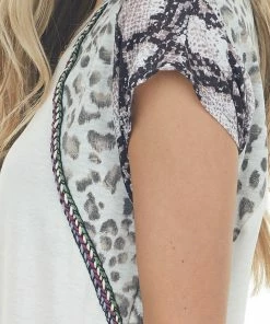 Lime Lush Ivory Knit Top With Multiprint Sleeves And Embroidery 22 Lime Lush Ivory Knit Top With Multiprint Sleeves And Embroidery