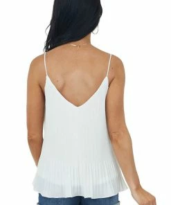 She + Sky Ivory Pleated Swing Cami Blouse With V Neck Tops 12 She + Sky Ivory Pleated Swing Cami Blouse With V Neck Tops