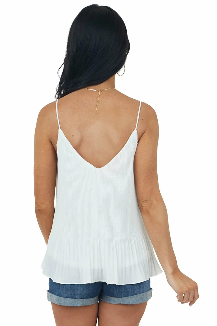 She + Sky Ivory Pleated Swing Cami Blouse With V Neck Tops 7 She + Sky Ivory Pleated Swing Cami Blouse With V Neck Tops