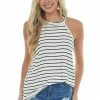 Haptics Ivory Striped Halter Neck Sleeveless Tank Top Tops 2 Haptics Ivory Striped Halter Neck Sleeveless Tank Top Tops