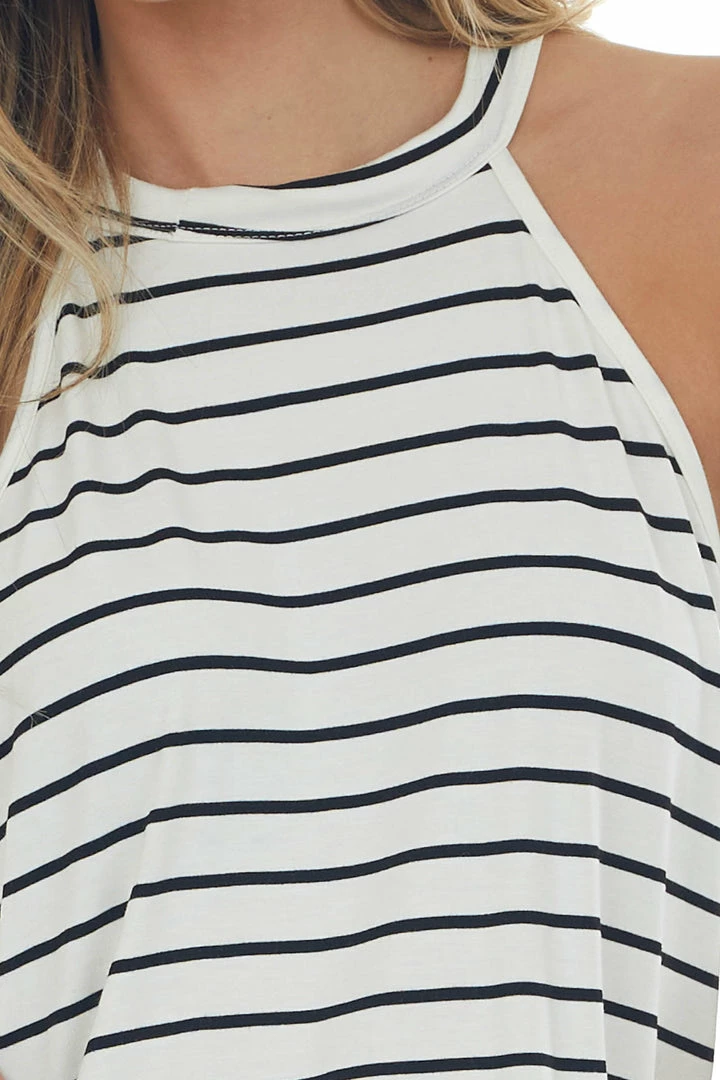 Haptics Ivory Striped Halter Neck Sleeveless Tank Top Tops 8 Haptics Ivory Striped Halter Neck Sleeveless Tank Top Tops