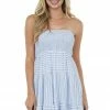 Doe & Rae Ivory Striped Strapless Smocked Babydoll Dress Dresses