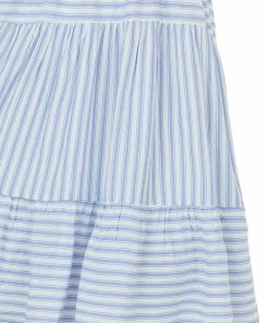 Doe & Rae Ivory Striped Strapless Smocked Babydoll Dress Dresses