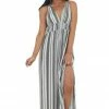 Timing Ivory Striped V Neck Sleeveless Maxi Dress Dresses 2 Timing Ivory Striped V Neck Sleeveless Maxi Dress Dresses