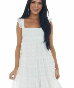 Vine & Love Ivory Swiss Dot Ruffle Strap Tiered Dress 12 Vine & Love Ivory Swiss Dot Ruffle Strap Tiered Dress