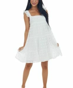 Vine & Love Ivory Swiss Dot Ruffle Strap Tiered Dress 13 Vine & Love Ivory Swiss Dot Ruffle Strap Tiered Dress