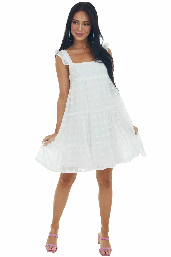 Vine & Love Ivory Swiss Dot Ruffle Strap Tiered Dress 6 Vine & Love Ivory Swiss Dot Ruffle Strap Tiered Dress