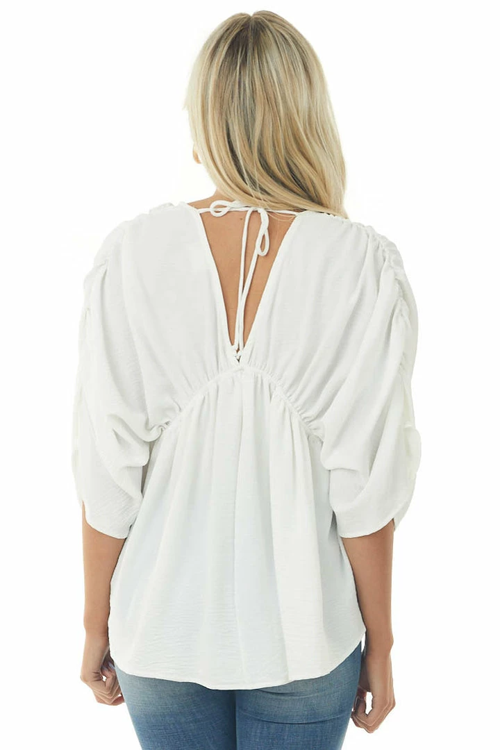 143 Story Tops Ivory V Neck Half Sleeve Babydoll Flowy Blouse 7 143 Story Tops Ivory V Neck Half Sleeve Babydoll Flowy Blouse