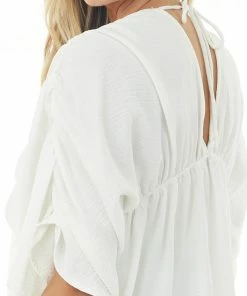 143 Story Tops Ivory V Neck Half Sleeve Babydoll Flowy Blouse 13 143 Story Tops Ivory V Neck Half Sleeve Babydoll Flowy Blouse