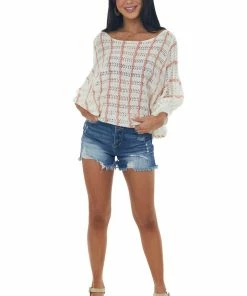 143 Story Tops Ivory Vertical Striped Boat Neck Loose Knit Top 10 143 Story Tops Ivory Vertical Striped Boat Neck Loose Knit Top