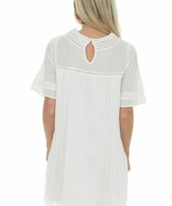 143 Story Dresses Ivory Woven Dress With Floral Embroidered Detail 12 143 Story Dresses Ivory Woven Dress With Floral Embroidered Detail