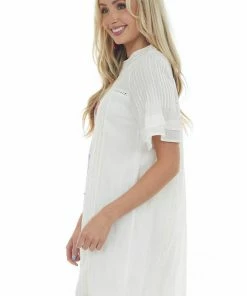 143 Story Dresses Ivory Woven Dress With Floral Embroidered Detail 11 143 Story Dresses Ivory Woven Dress With Floral Embroidered Detail