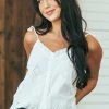 Listicle Ivory Eyelet Lace Button Up Tie Strap Cami Top